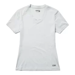 OOfos Women's COOl Down V Neck - Light Gray Heather