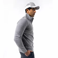 OOfos Men's COOl Down ¼ Zip - Gray Heather -Oofos Mens 1 4Zip 3