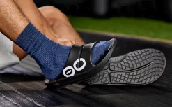 OOfos Men's OOahh Sport Slide Sandal - Black White -Oofos MicrosoftTeams image 121
