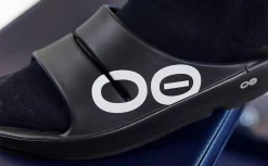 OOfos Men's OOahh Sport Slide Sandal - Black White -Oofos MicrosoftTeams image 122