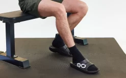 OOfos Men's OOahh Sport Slide Sandal - Black White -Oofos MicrosoftTeams image 123