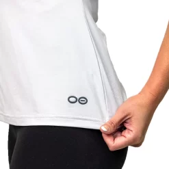 OOfos Women's COOl Down V Neck - Light Gray Heather -Oofos WhiteVNeck2